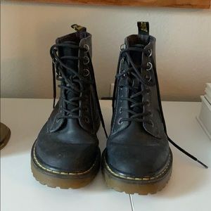 Doc Marten black leather combat boots